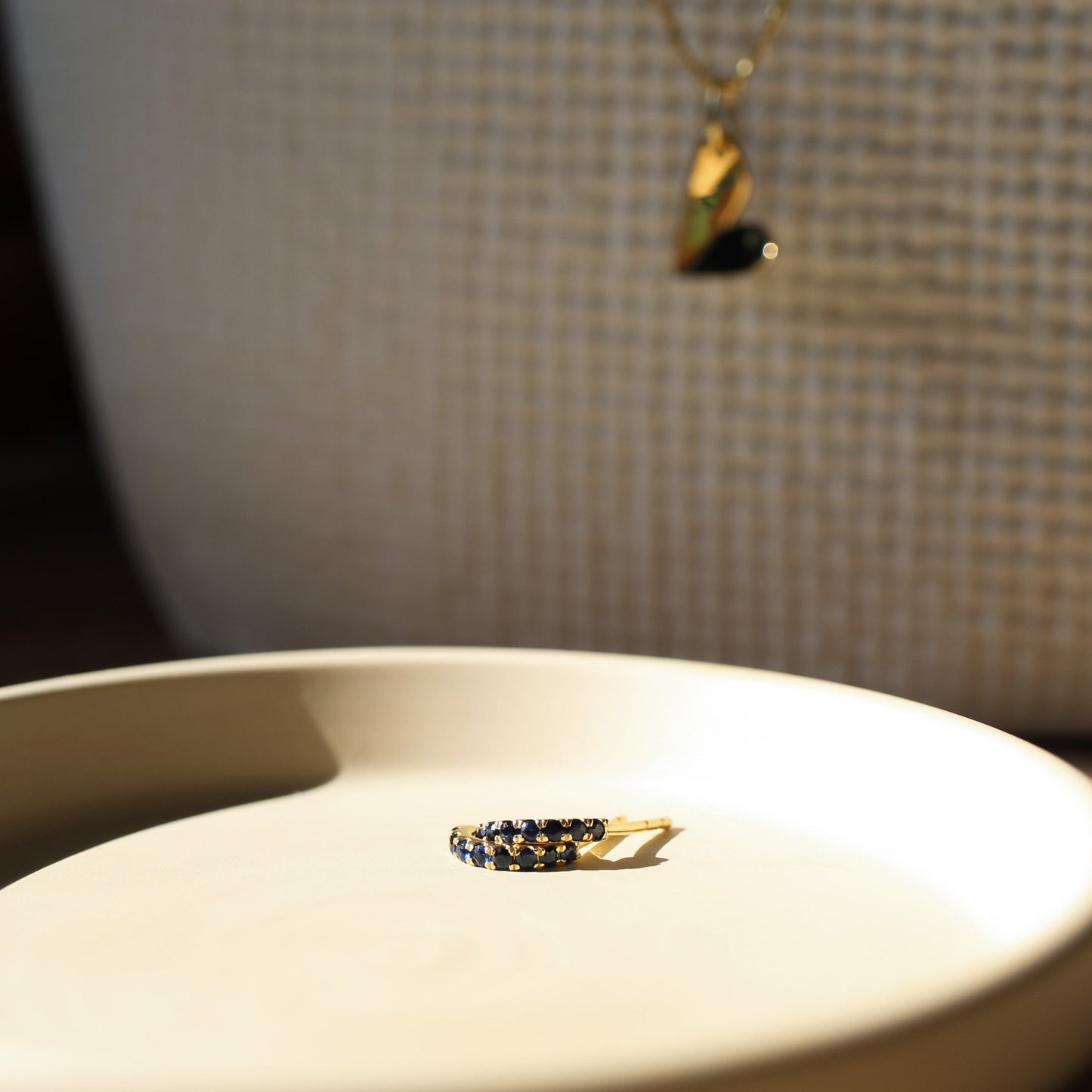 Blue Sapphire Huggie Earrings