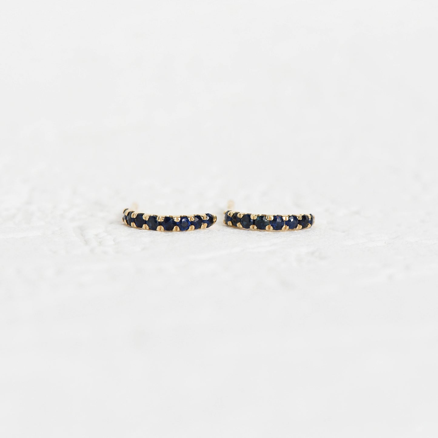 Blue Sapphire Huggie Earrings