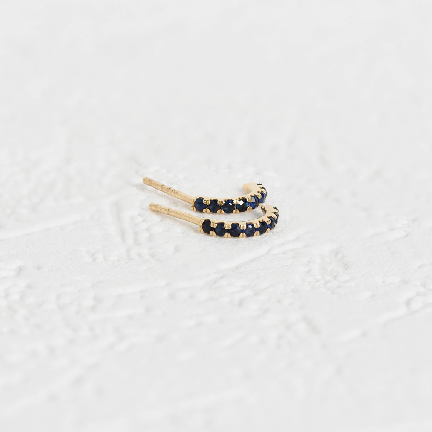 Blue Sapphire Huggie Earrings